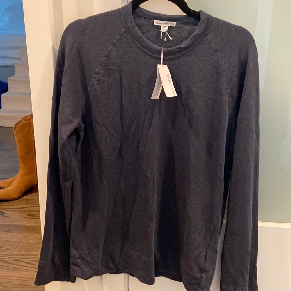 NWT standard James Perse navy m size 0 VINTAGE FRENCH TERRY RELAXED SWEATSHIRT - Picture 3 of 7